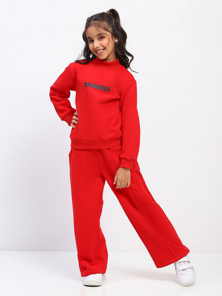 Girls Red Long Sleeve Sweatshirt Set