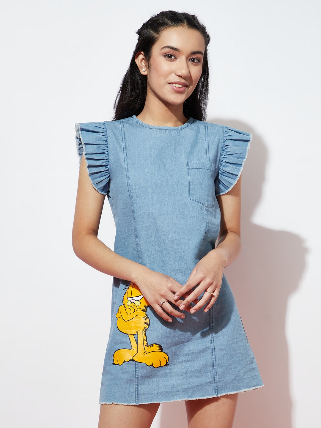 Denim Flutter Sleeve Garfield Dress