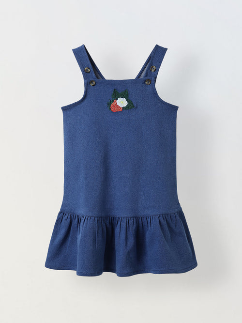 Spunkies Girls Sleeveless Denim Dress with Frill Hem