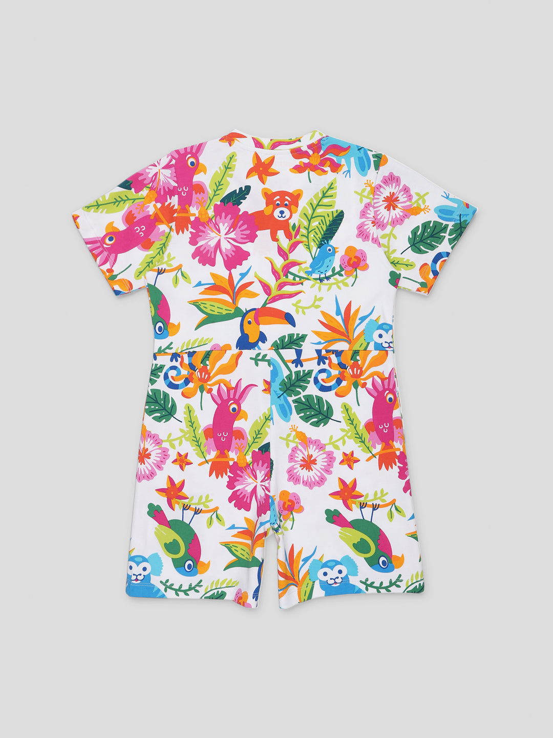 Girls' Tropical Print Short-Sleeve Romper