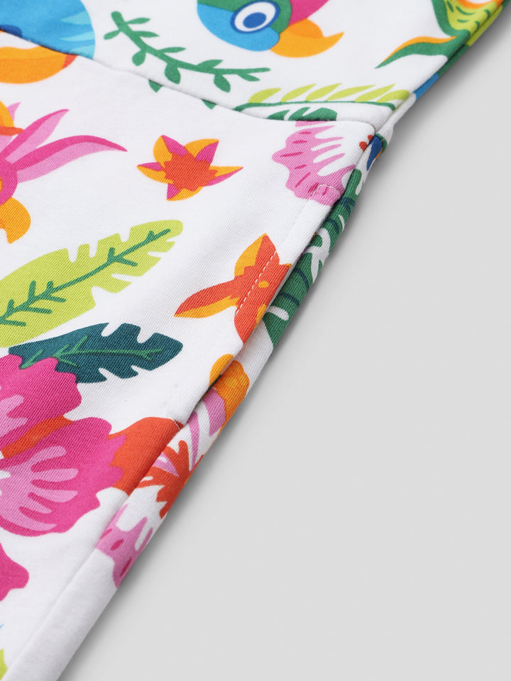 Girls' Tropical Print Short-Sleeve Romper