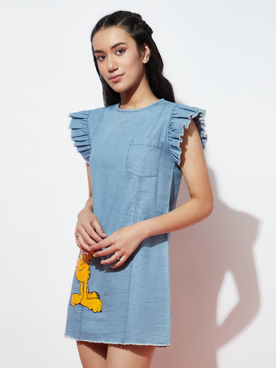 Denim Flutter Sleeve Garfield Dress