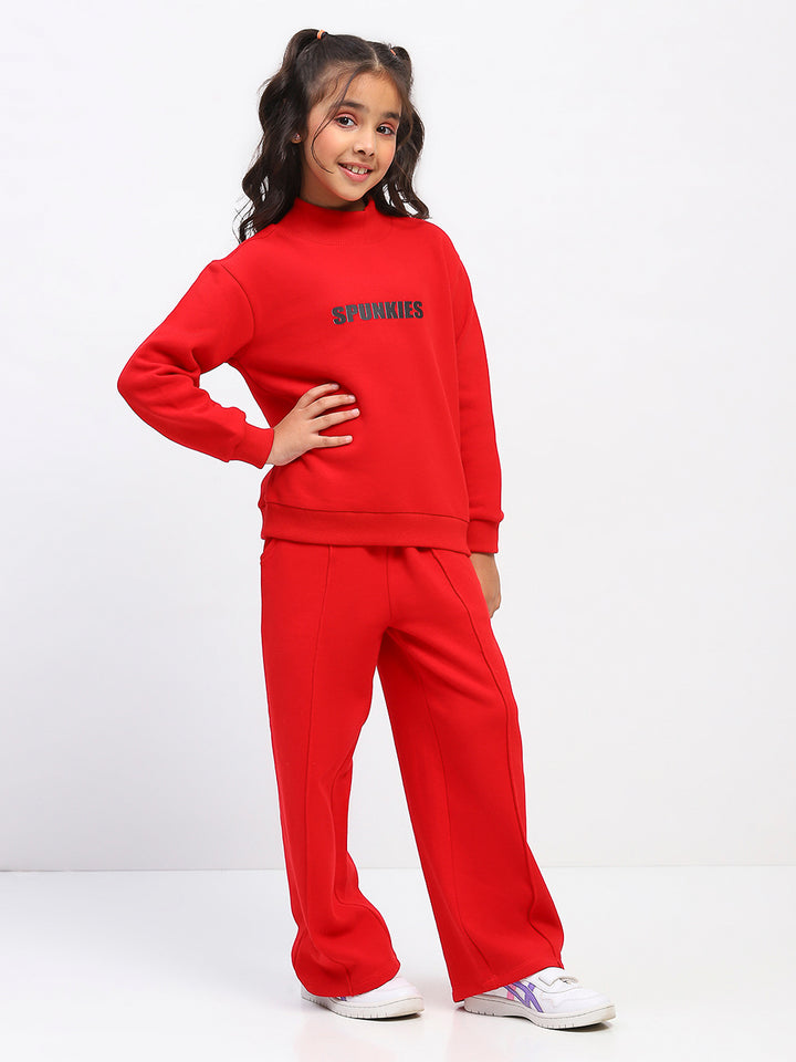 Girls Red Long Sleeve Sweatshirt Set