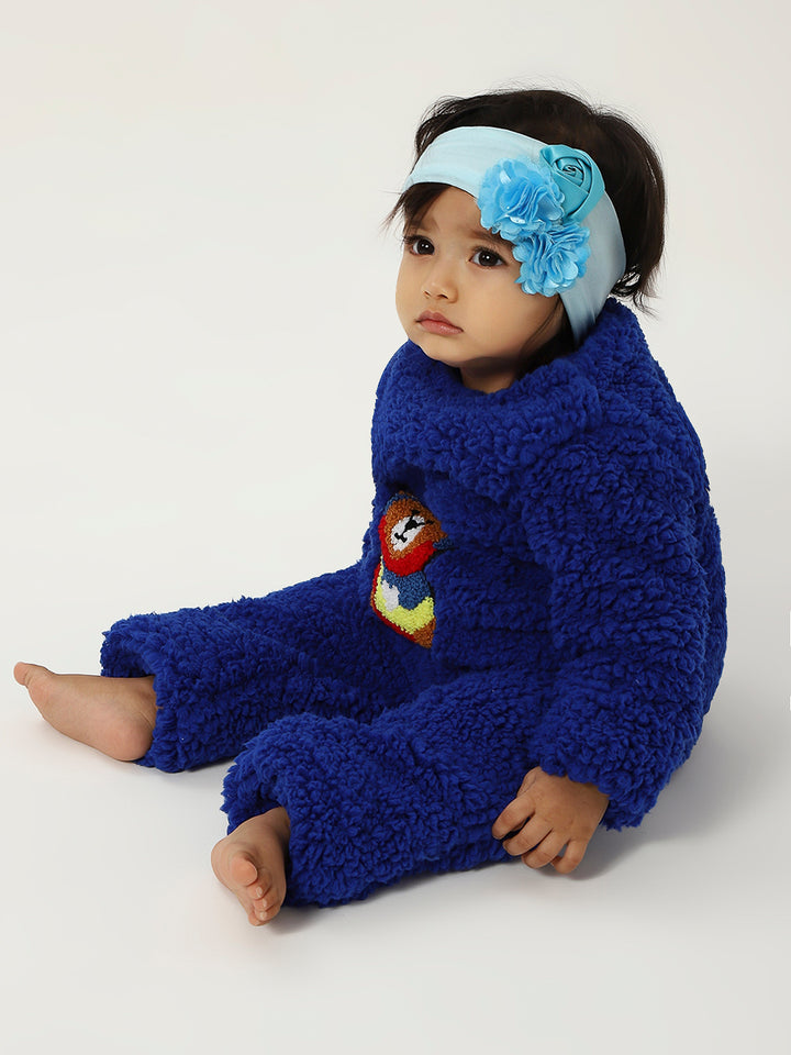 Blue Teddy Embroidered Winter Fleece Co-ord Set for Kids