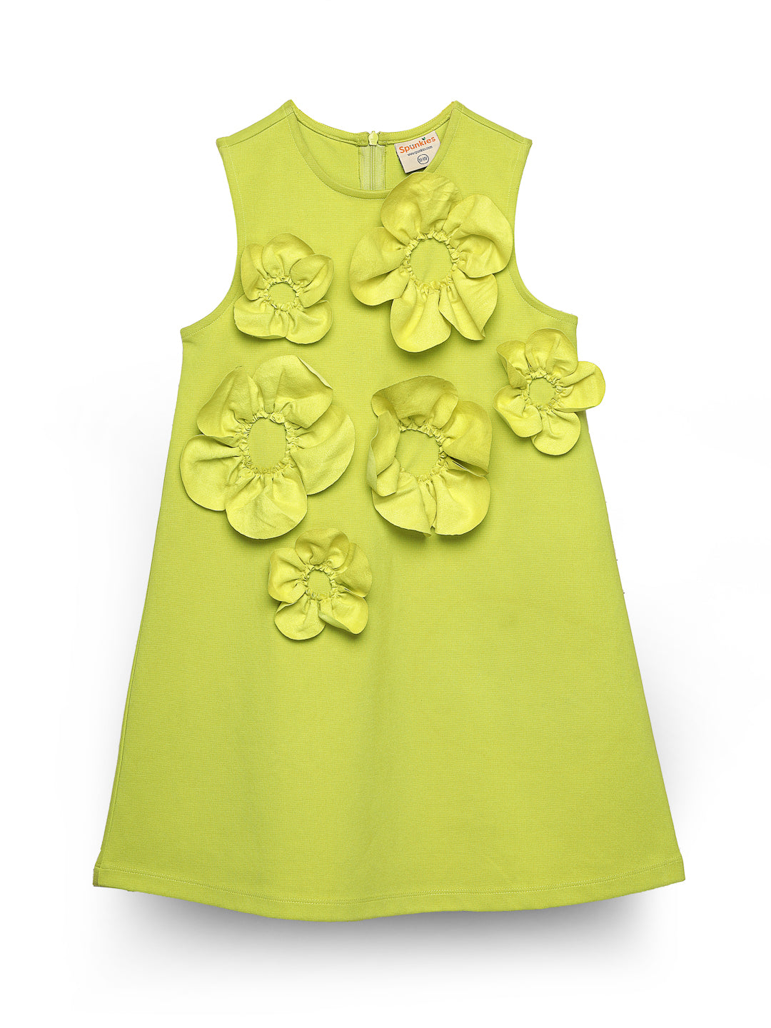 Lime Sleeveless 3D Floral Dress