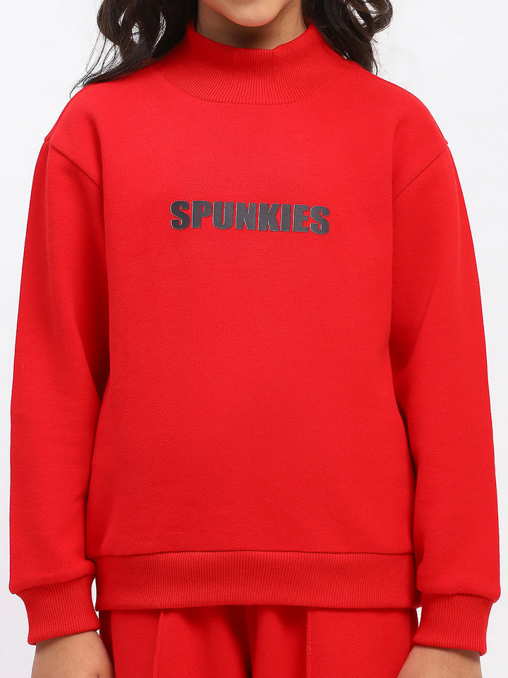 Girls Red Long Sleeve Sweatshirt Set