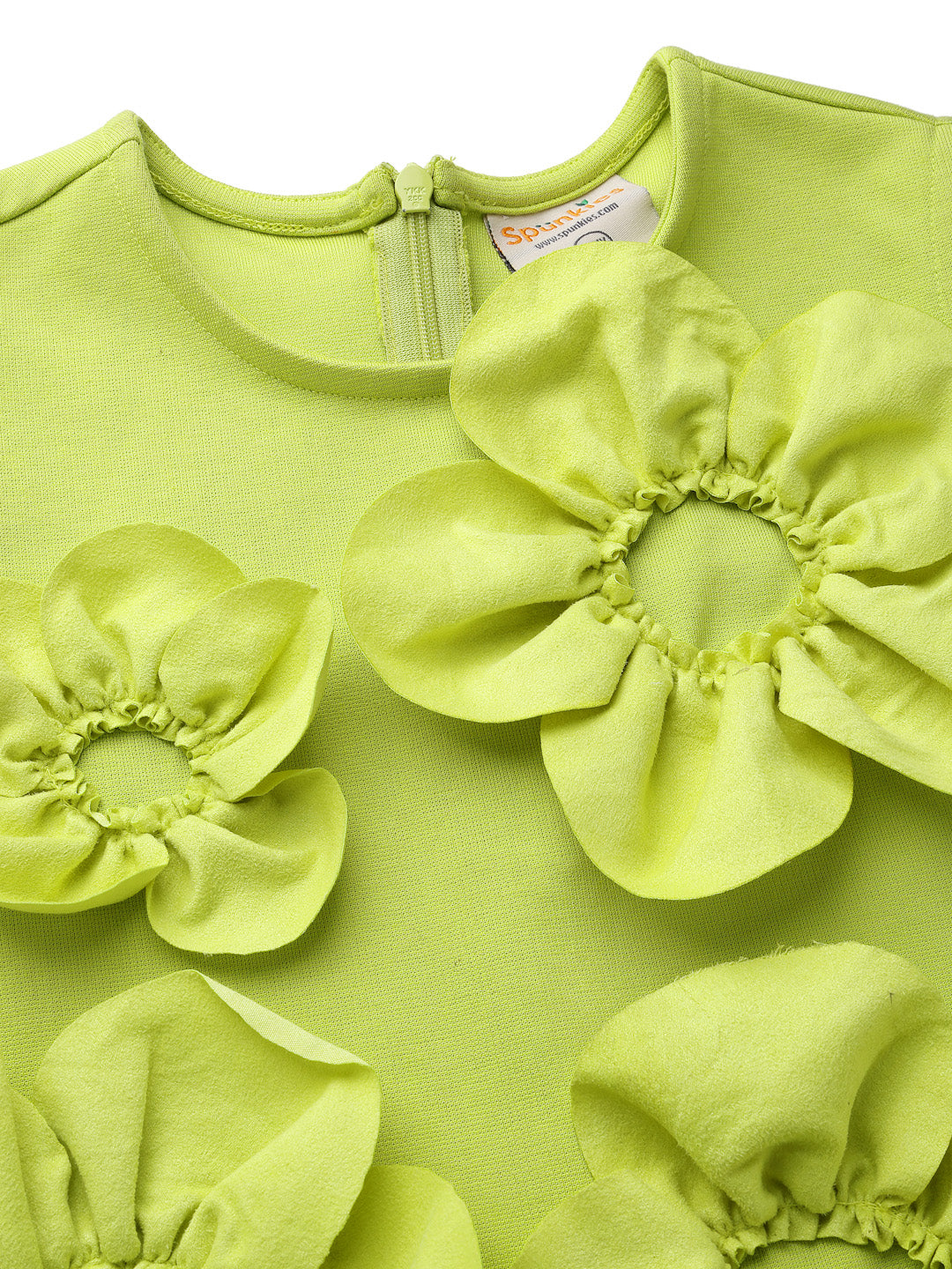 Lime Sleeveless 3D Floral Dress