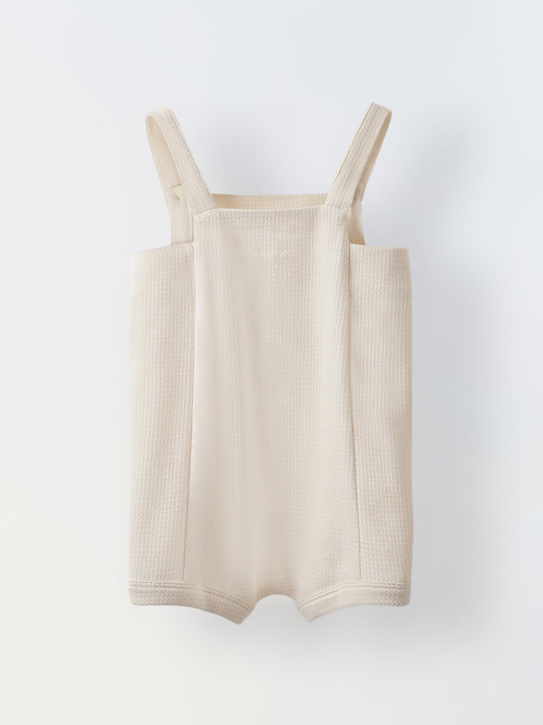 Spunkies Cotton Structure Jersey Knit Embroidered Patch Regular Casual Wear Romper Infant Sleeveless Off White Soft Fabric