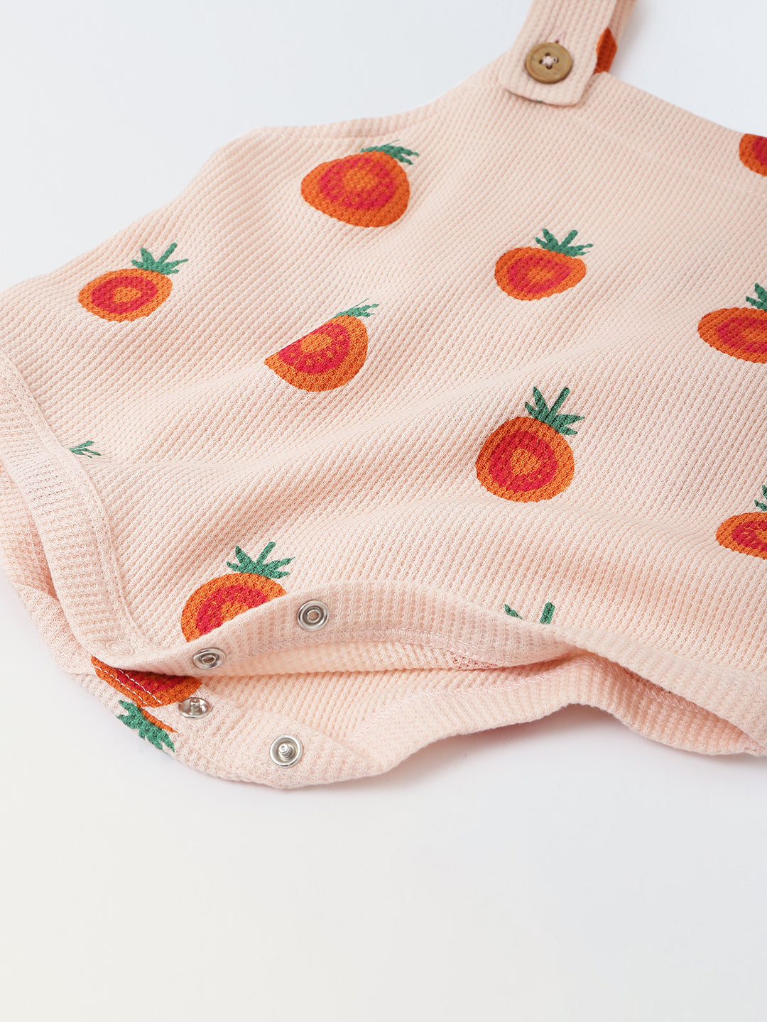 Spunkies Cotton Waffle Knit Printed Regular Casual Wear Romper Infant Sleeveless Ecru Soft Fabric