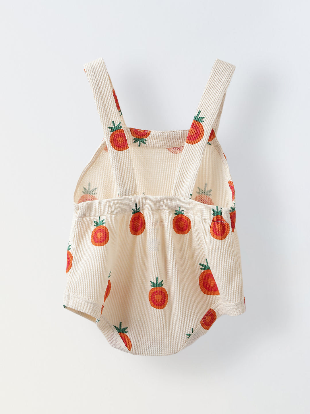 Spunkies Cotton Waffle Knit Printed Regular Casual Wear Romper Infant Sleeveless cream Soft Fabric