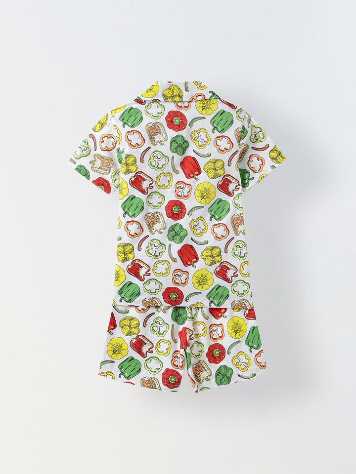 White Tropical Print Co-Ord Set-Boy