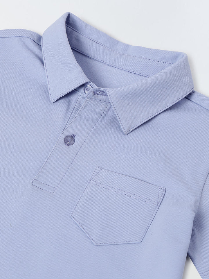 Blue Heron Cotton Collar Neck Co Ord Set For Boys