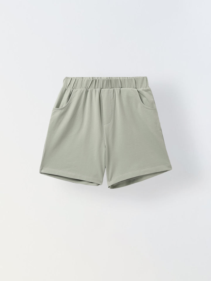 Mineral Grey Cotton Collar Neck Co-Ord Set For Boys