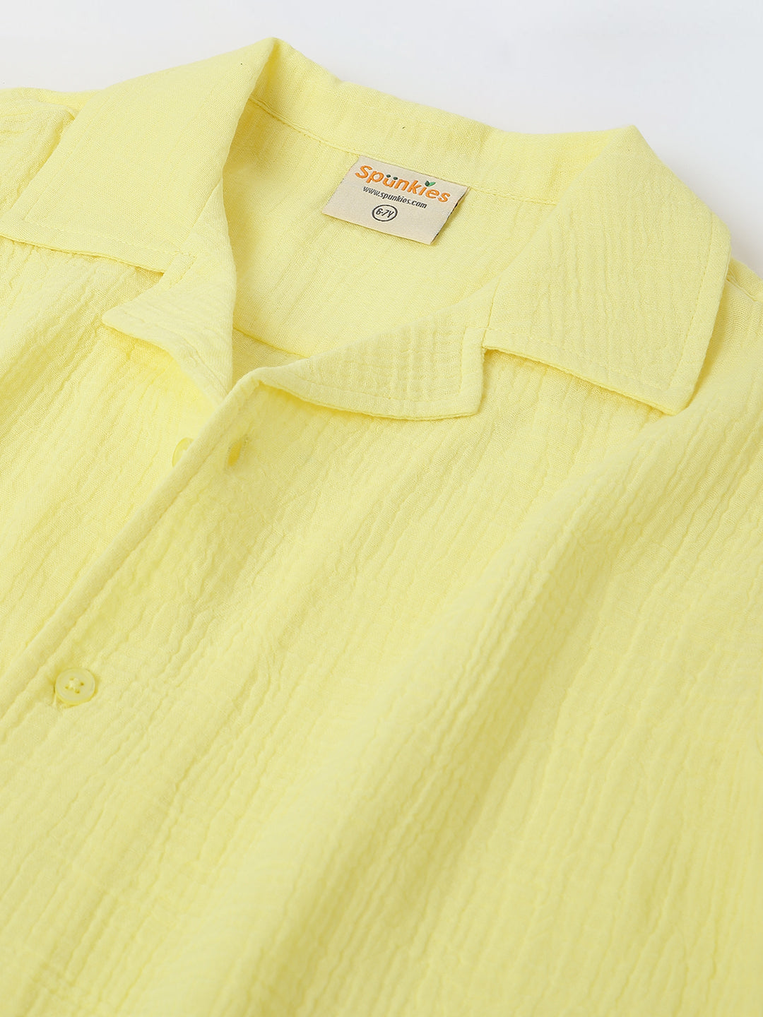 Boys Yellow Cotton Gauze Summer Sets