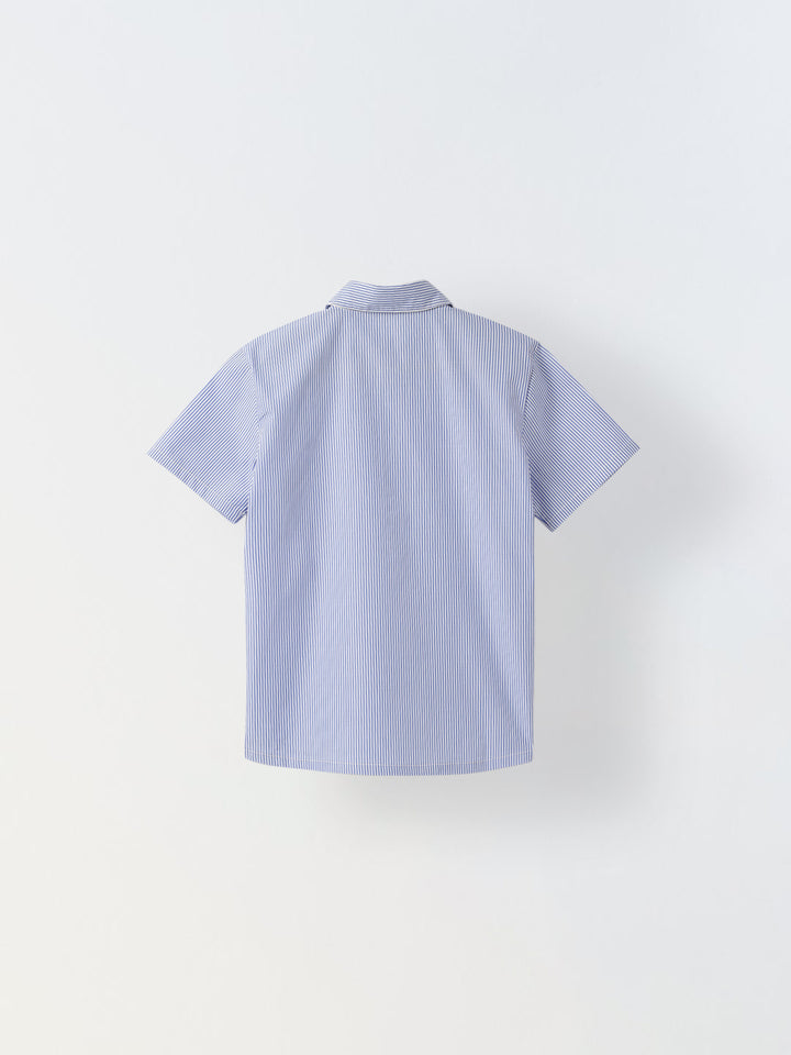 Cotton Blue/White Stripe Shirt For Boys