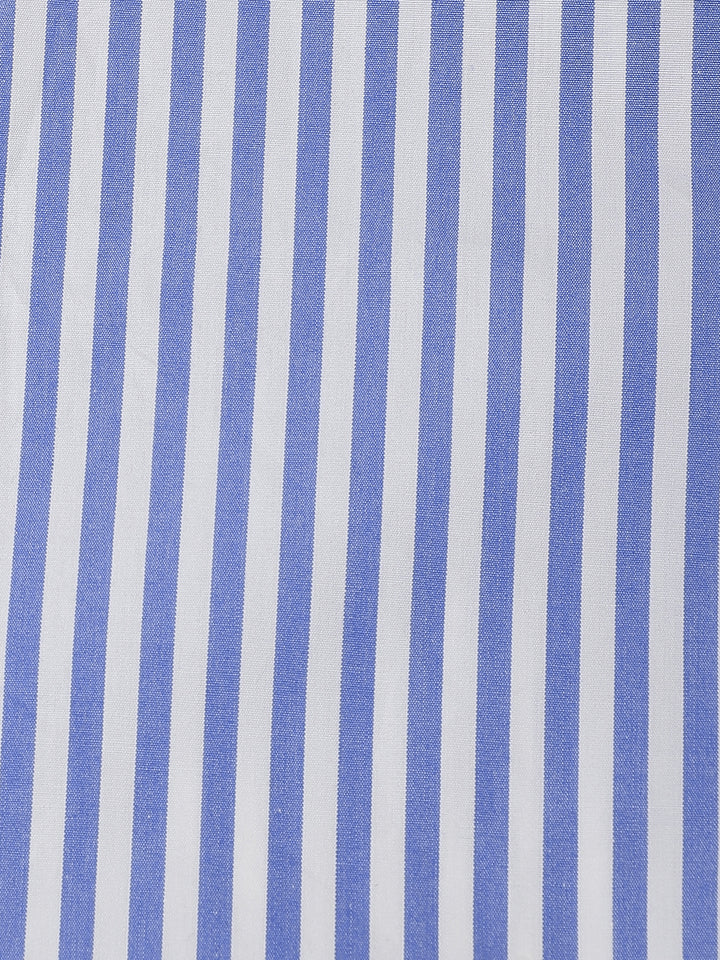 Cotton Blue/White Stripe Shirt For Boys