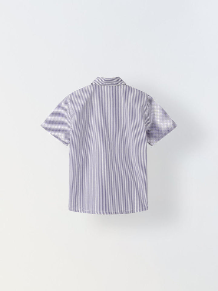 Cotton Navy/White Stripe Shirt For Boys