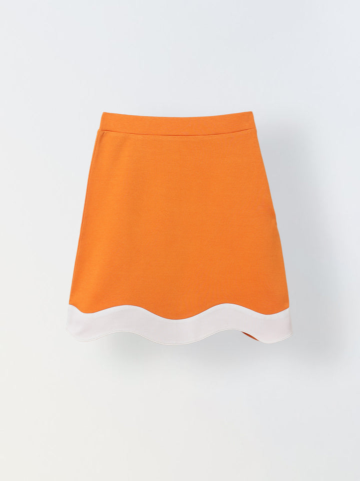 Girls Orange & White Colorblock Sleeveless Co-ord Set