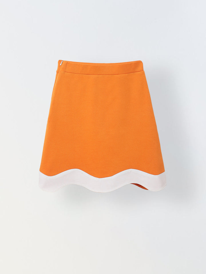 Girls Orange & White Colorblock Sleeveless Co-ord Set