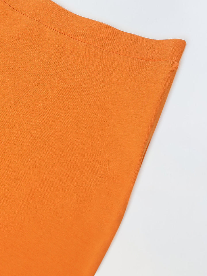 Girls Orange & White Colorblock Sleeveless Co-ord Set