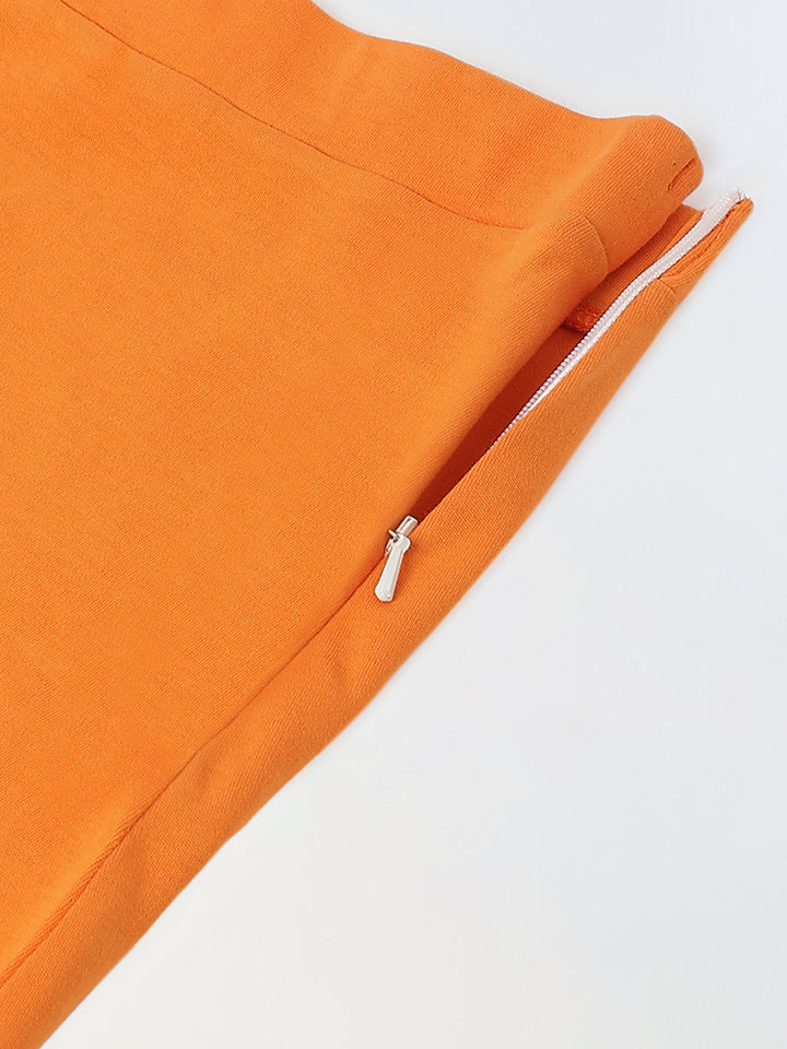 Girls Orange & White Colorblock Sleeveless Co-ord Set
