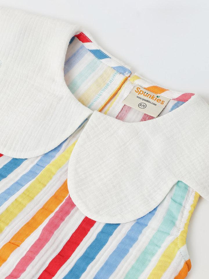 Striped Sleeveless Dress with Peter Pan Collar