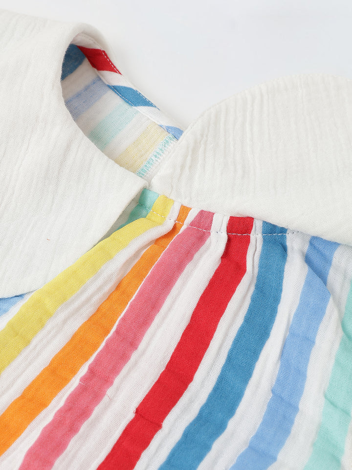 Striped Sleeveless Dress with Peter Pan Collar