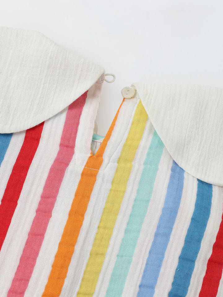 Striped Sleeveless Dress with Peter Pan Collar