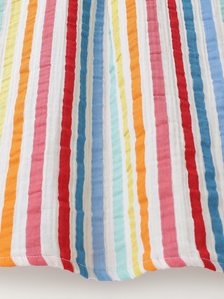 Striped Sleeveless Dress with Peter Pan Collar