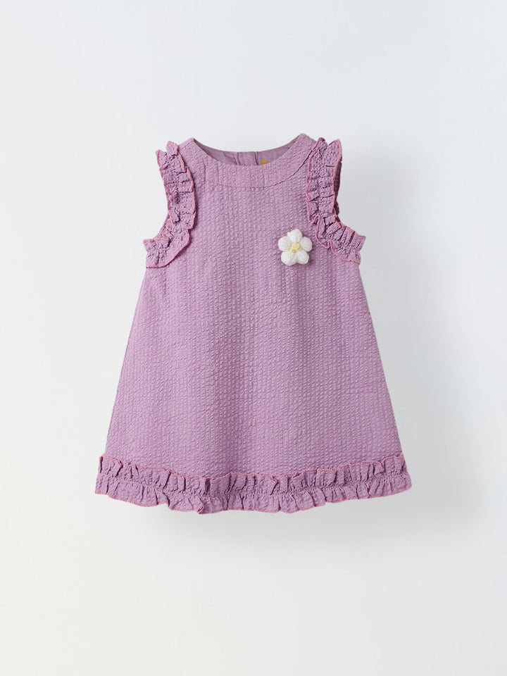 Infant Girls' Lavender Sleeveless Ruffled Cotton Dress