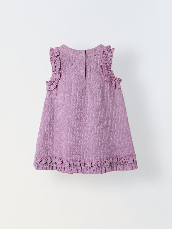 Infant Girls' Lavender Sleeveless Ruffled Cotton Dress
