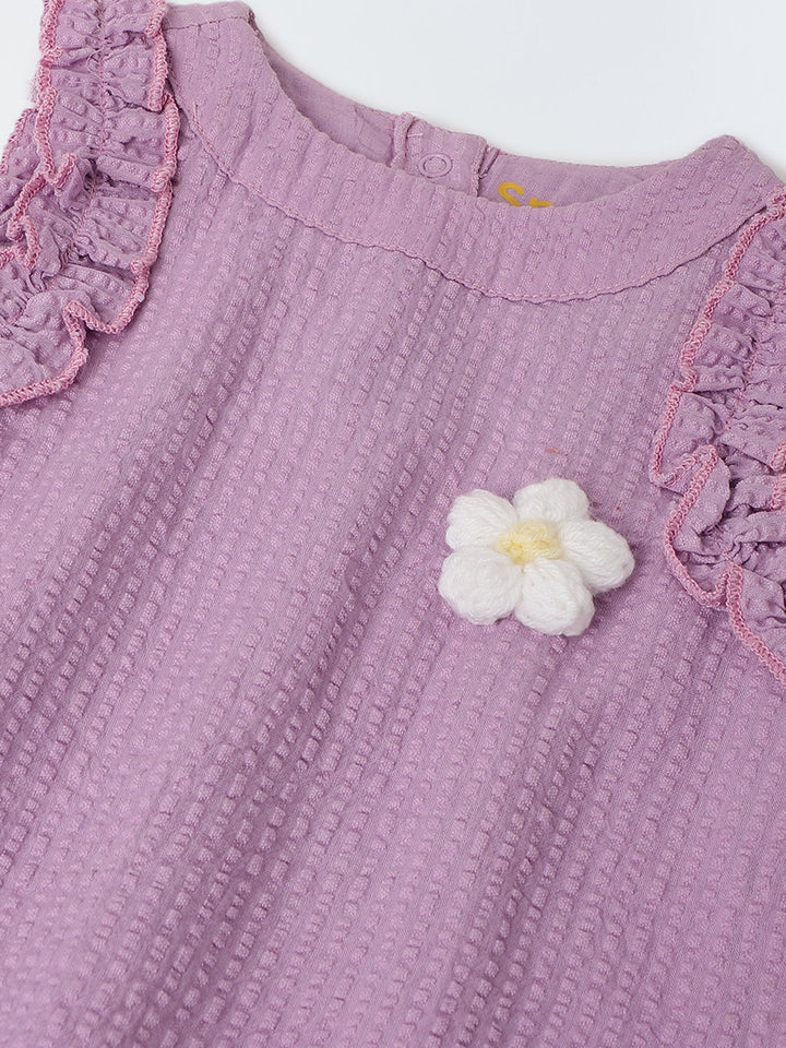 Infant Girls' Lavender Sleeveless Ruffled Cotton Dress