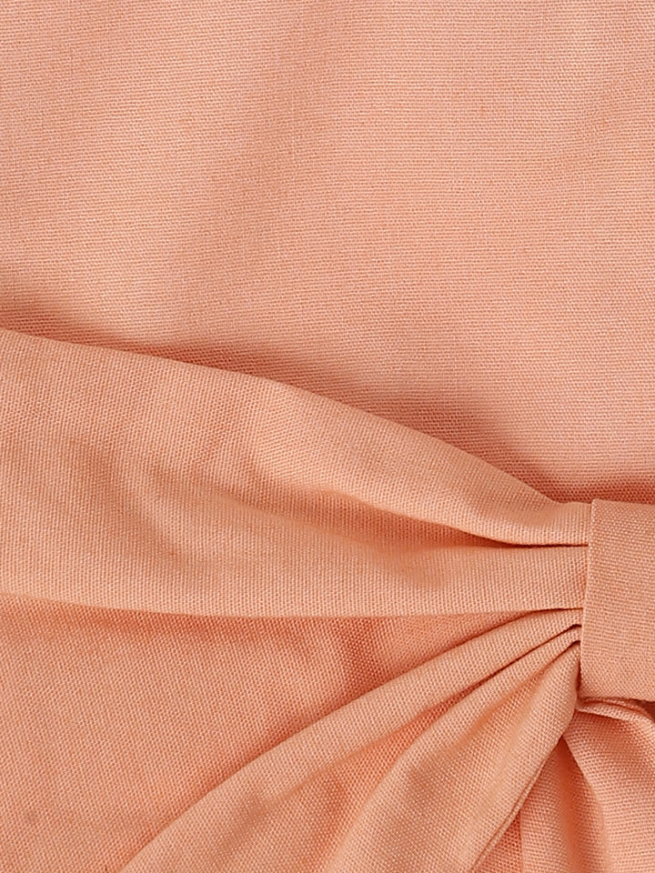 Infant Girls' Peach Ruffled Sleeve Cotton Dress