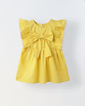 Infant Girls' Yellow Ruffled Sleeve Cotton Dress