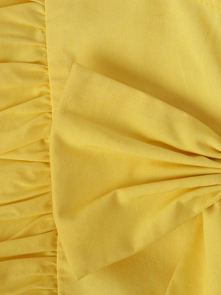 Infant Girls' Yellow Ruffled Sleeve Cotton Dress
