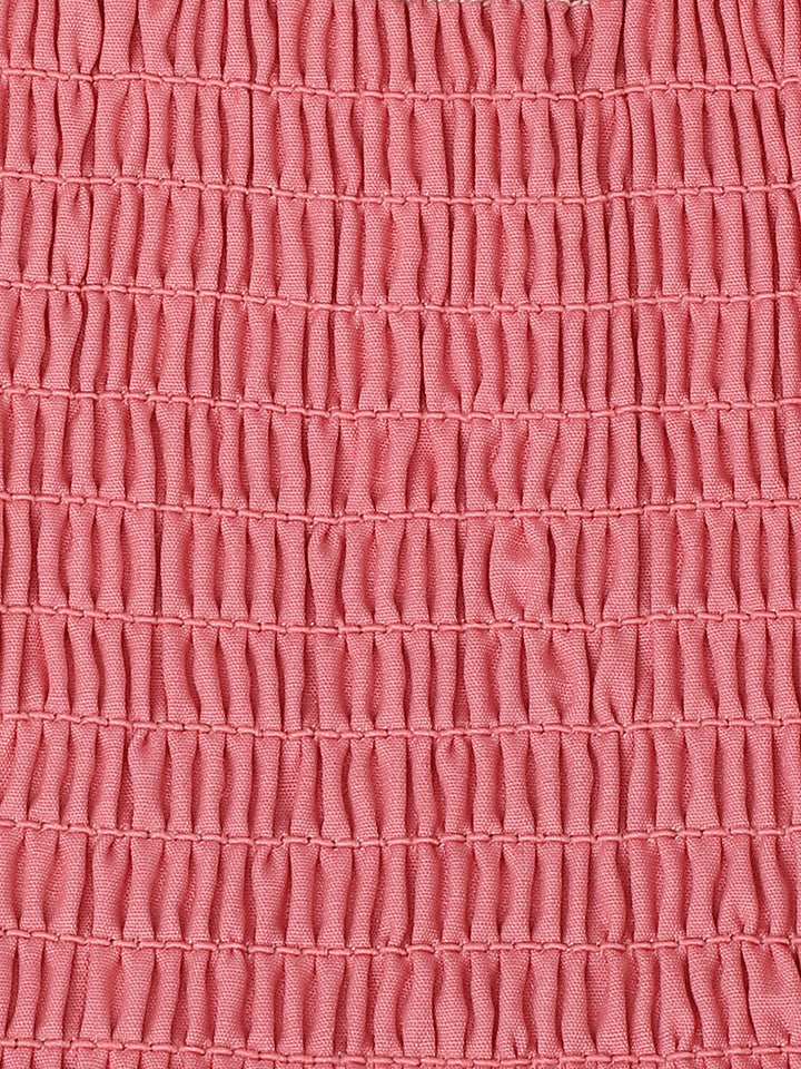 Pink Smocked Bodice Schiffli Dress for Girls