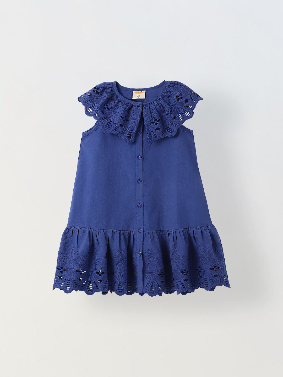 Girls Blue Sequinned Schiffli Dress main image 1