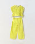Yellow Cotton Gauze Wide Leg Co-ord Set
