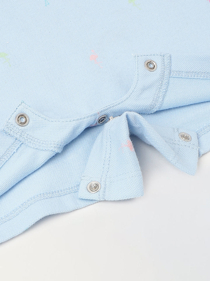 Infant Sky Blue Cotton Collar Neck Romper