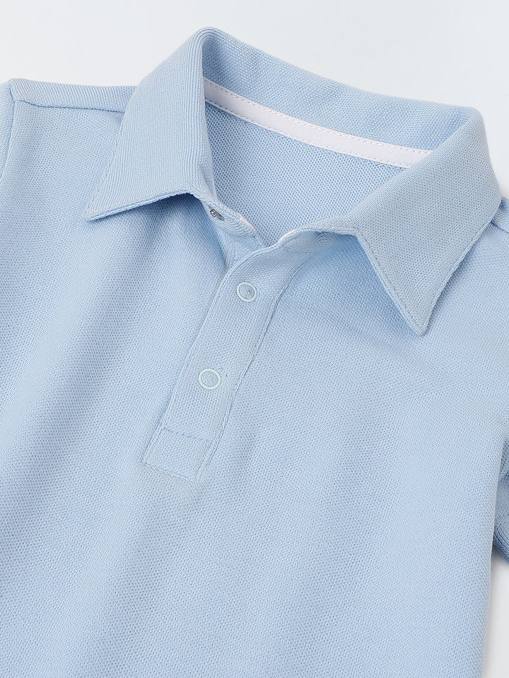 Infant Blue Cotton Collar Neck Collar Romper