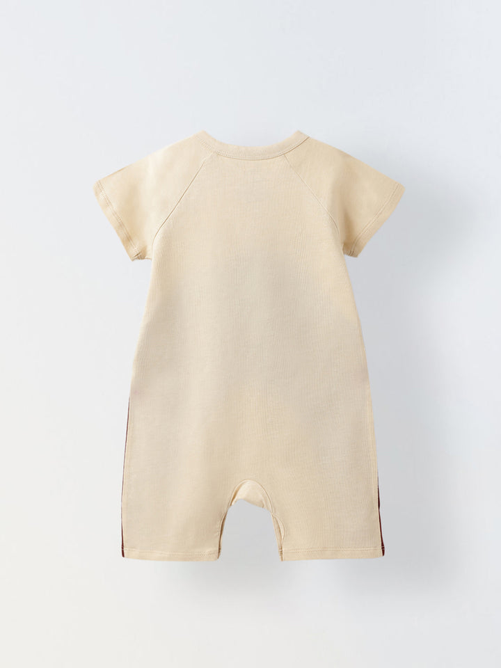 Infant Brown Cream Cotton Romper