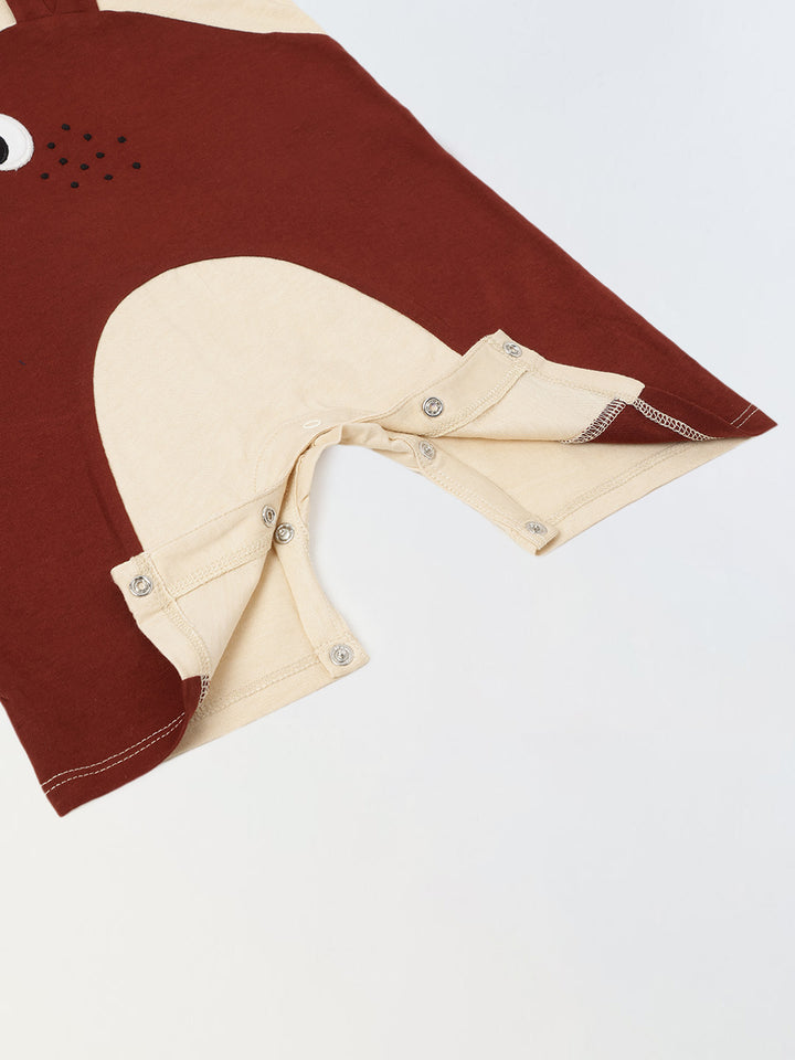 Infant Brown Cream Cotton Romper