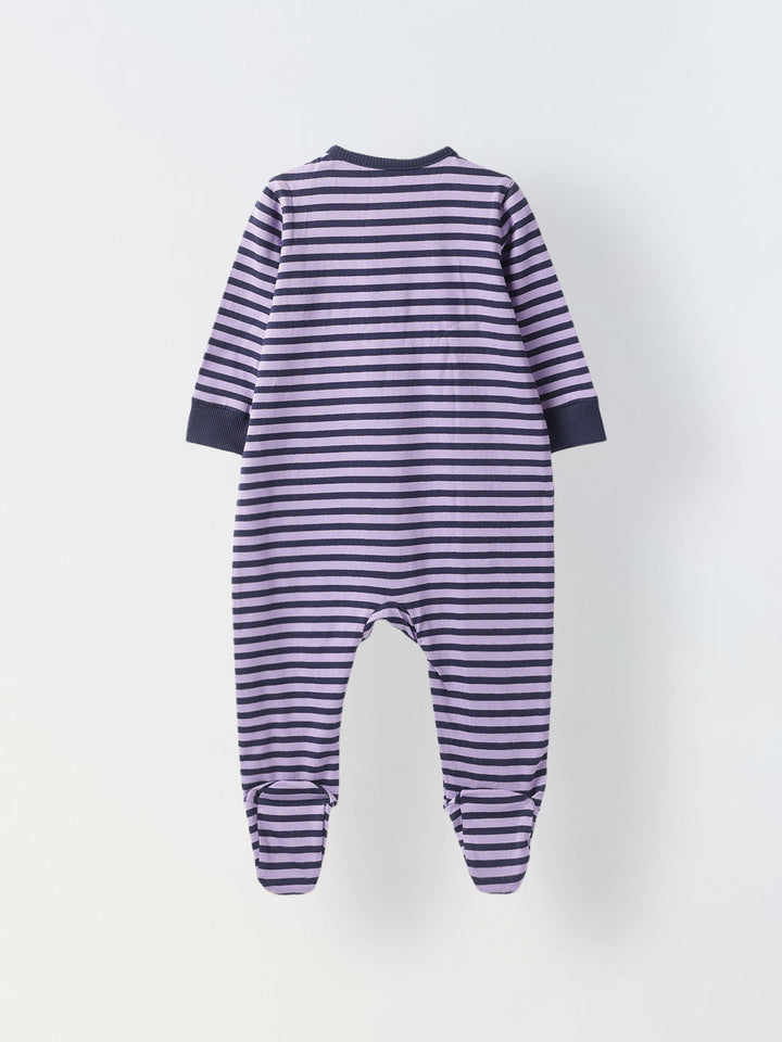 Infant Cotton Purple Full Body Striped Romper