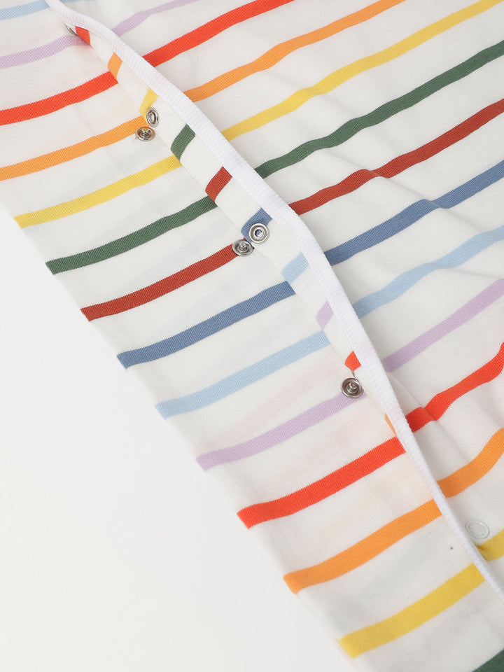 Pack of 2 Infant Cotton White/Purple Striped  Full Body Romper