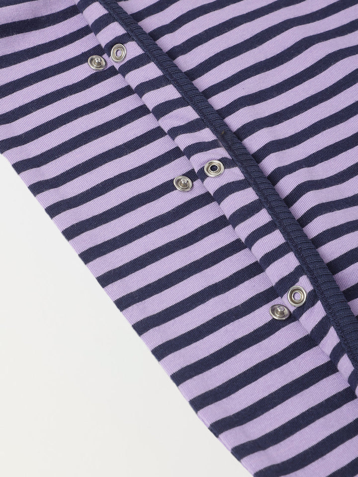 Infant Cotton Purple Full Body Striped Romper