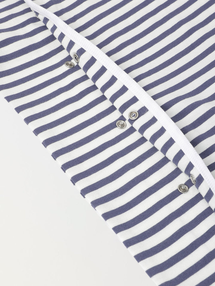 Infant Cotton White Full Body Striped Romper