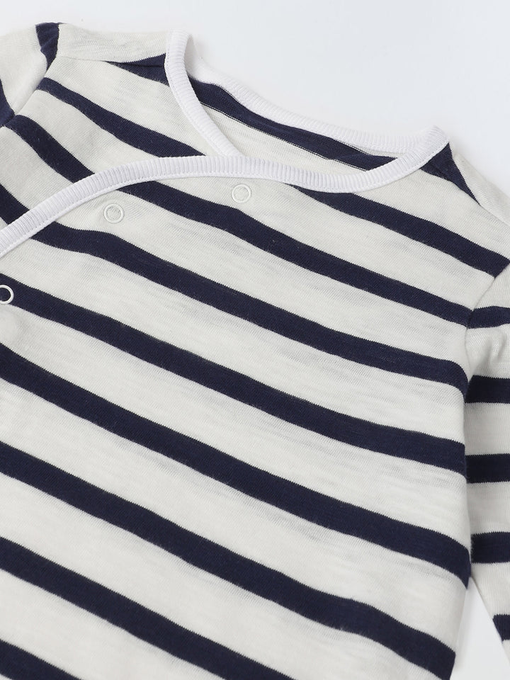 Pack of 2 Infant Cotton White/Red Striped  Full Body Romper
