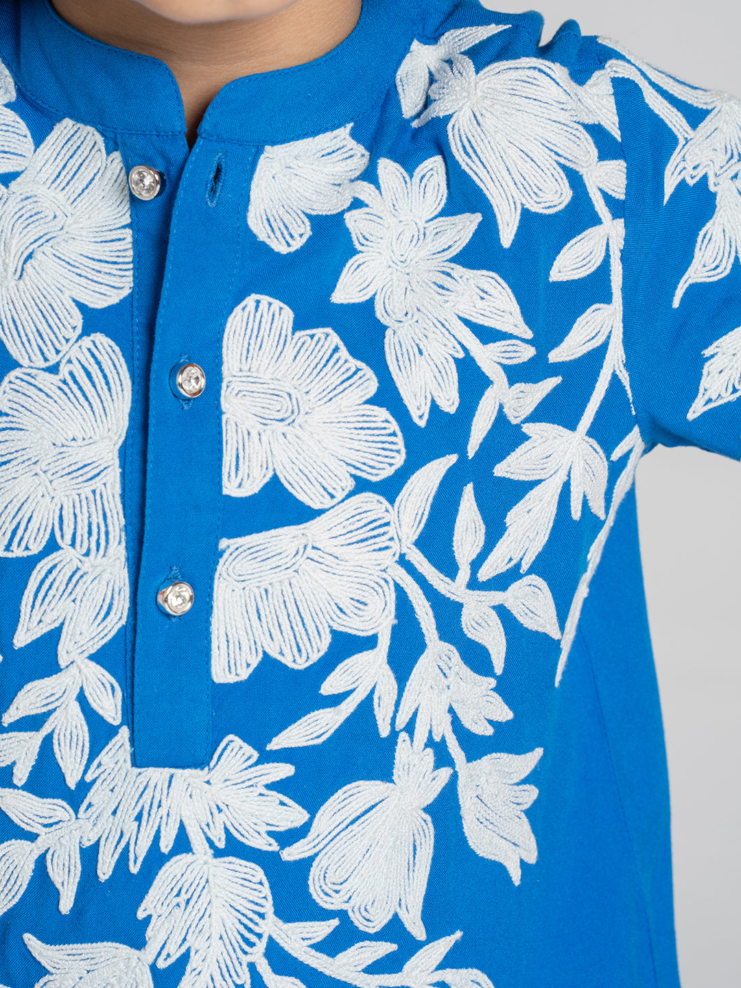 Boys Sky Blue Embroidered Kurta Set