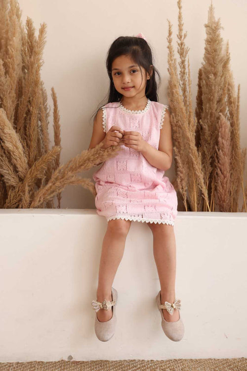 Spunkies Multi Girls Solid Round Neck Short Sleeves Fit & Flare Dress