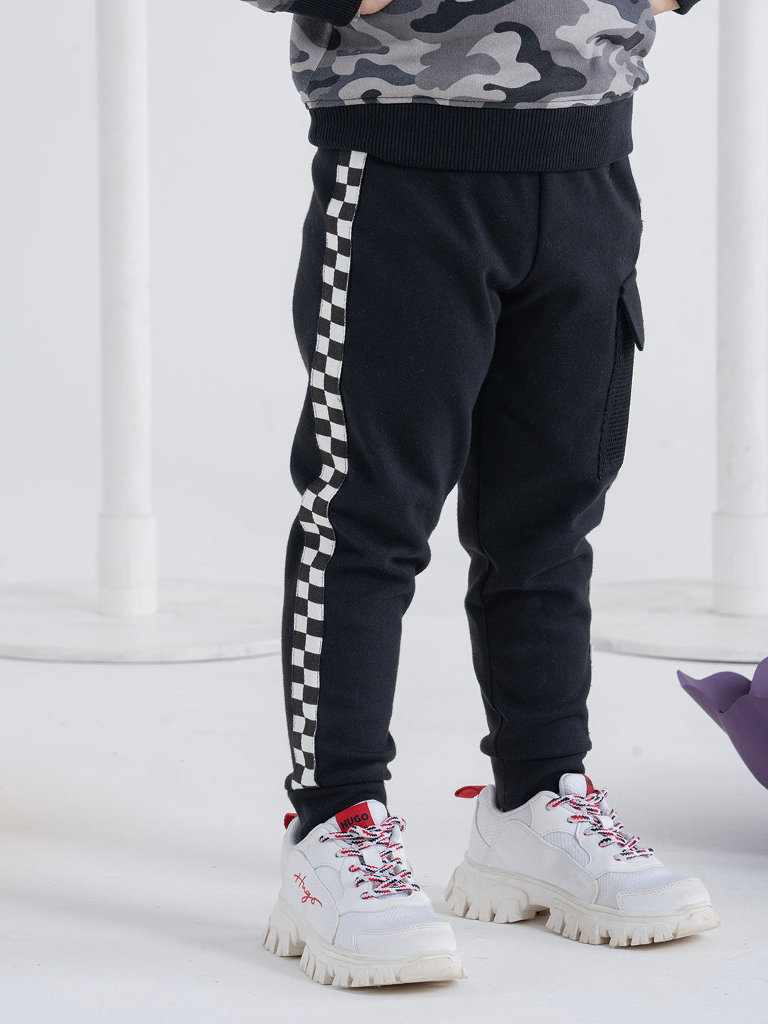 Black and white checkered sweatpants on sale